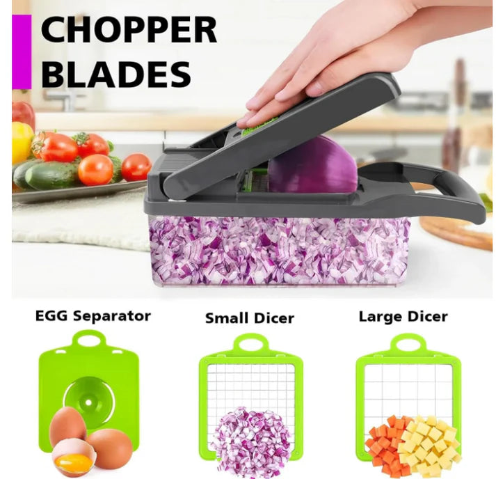 16-in-1 Multifunctional Vegetable Cutter & Slicer – Kitchen Tool with Interchangeable Blades