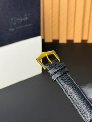 Old Money Watch  Tank Plain Dial Watch - Leather Straps Black-