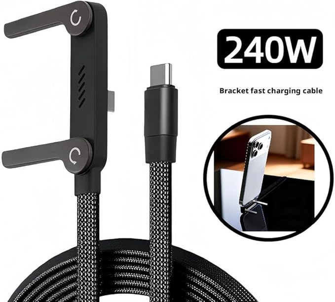 240W PD Fast Charging Cable with 360° Adjustable Metal Stand