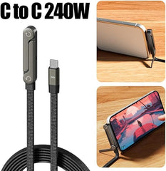 240W PD Fast Charging Cable with 360° Adjustable Metal Stand