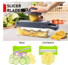 16-in-1 Multifunctional Vegetable Cutter & Slicer – Kitchen Tool with Interchangeable Blades